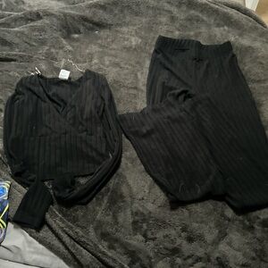 Black crop top and pants set